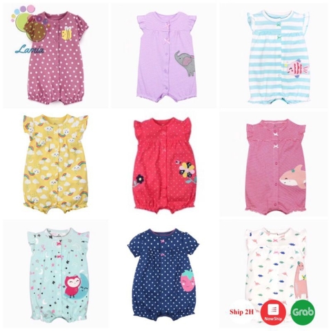 Romper xuất xịn cho bé gái từ sơ sinh đến 18 tháng cotton mỏng mát cho mùa hè