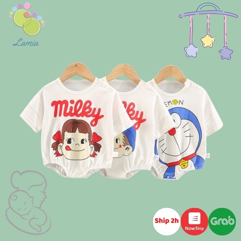 Bodysuit Hè Cộc Tay Họa Tiết Dễ Thương Hàng Quảng Châu Cho Bé Lamia BDS11