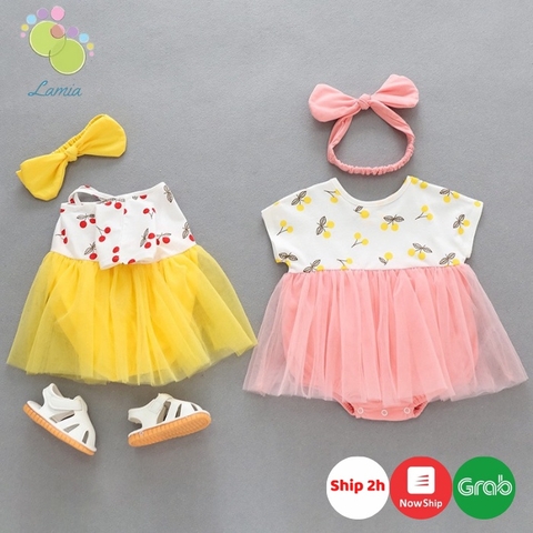 Bộ Bodysuit Tiểu Thư Mùa Hè Cho Bé Gái Sơ Sinh Lamia