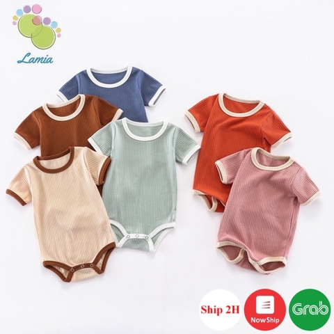 Bodysuit Có Tay Bộ Áo Liền Quần Mùa Hè Phong Cách Hàn Quốc Cho Bé Trai Bé Gái