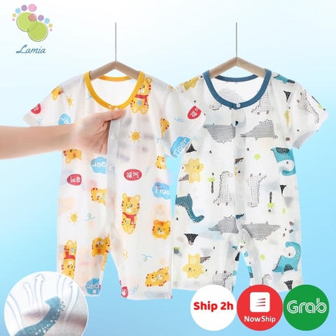 Body đùi hè cúc giữa vải thông hơi thoáng mát cho bé sơ sinh