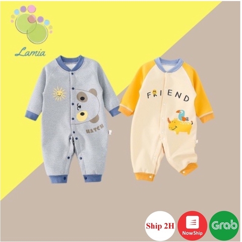 Body Dài Tay Nỉ Lót Lông Cực Ấm Cho Bé Sơ Sinh 12BDD