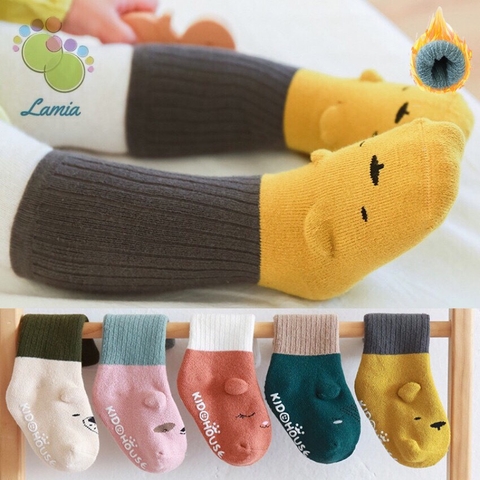 Tất len xù cao cổ 3D cực dày cho bé trai bé gái sơ sinh