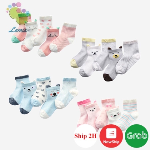 Set 5 Đôi Tất Len Cao Cổ Cho Bé Trai, Bé Gái Sơ Sinh - 3 Tuổi