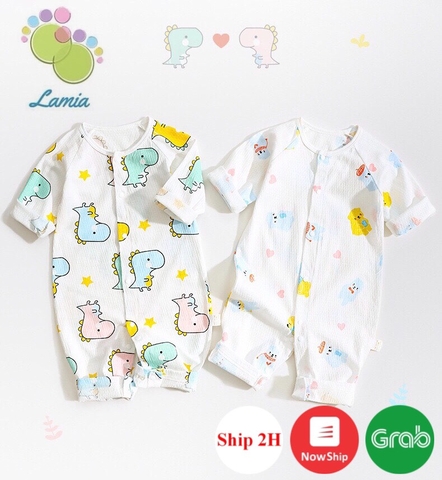 Body Dài Tay Nằm Điều Hoà Vải Thông Hơi Mỏng Mát Cho Bé Trai, Bé Gái 03BDD