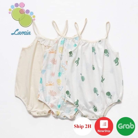 Bộ áo liền quần - Body Chíp/ Body suit hai dây Organic 100% Cotton Hữu Cơ Tự Nhiên An Toàn Cho Bé