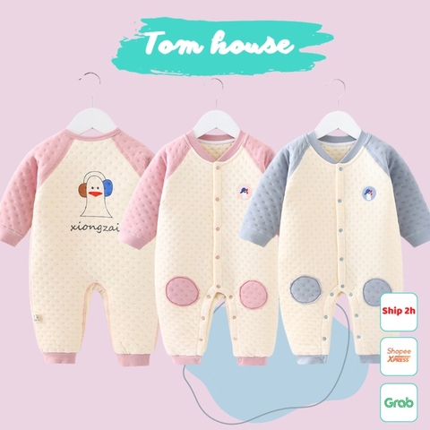 Bộ Liền Thân dài tay nỉ bông cho bé trai và bé gái sơ sinh từ 3-13kg 𝟐𝟏𝐁𝐃𝐃