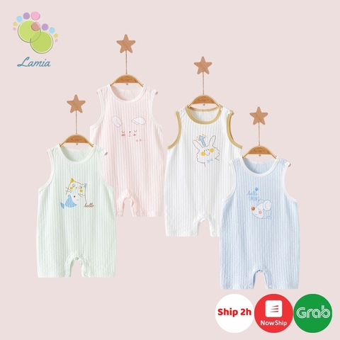 Bộ Áo Liền Thân Sát Nách Mùa Hè Mỏng Mát Hoạ Tiết Đáng Yêu Cho Bé Trai, Bé Gái Sơ Sinh 𝟑𝟗𝐁𝐃𝐃𝐔