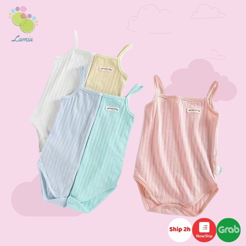 Bộ Đồ Liền Thân Bodysuit 2 Dây Mong Mát Cho Bé Gái Sơ Sinh Mùa Hè 𝟏𝟓𝐁𝐃𝐒𝟐𝐃