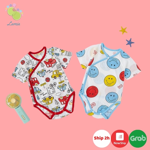 Bộ Đồ Liền Thân Mùa Hè Cộc Tay, Body Thông Hơi Thoáng Mát Cho Bé Sơ Sinh 20BDS