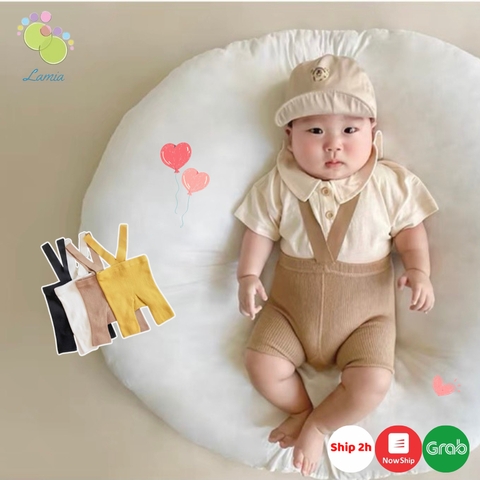 Quần yếm đùi cho bé trai bé gái sơ sinh mặc Xuân Thu phong cách Hàn Quốc 𝟎𝟔𝐐𝐘𝐍