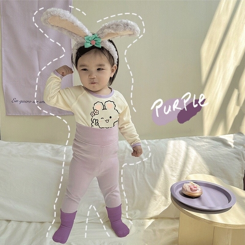 Bộ Đồ Cotton Dài Tay Cạp Cao Thu Đông Cho Bé Trai Bé Gái 𝟎𝟒𝐁𝐃𝐓