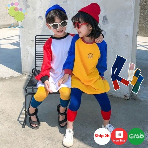 Quần tất len không bàn phối màu cá tính cho bé trai bé gái phong cách Hàn Quốc 𝟎𝟒𝐐𝐓