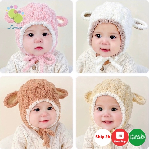 Nón mũ len giư ấm mùa đông chất liệu lông cừu loại 1 cho bé trai bé gái 1-4 tuổi 𝐌𝟓