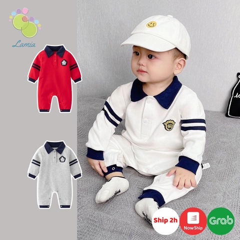 Bộ áo liền thân dài tay cho bé trai sơ sinh mặc thôi nôi, dự tiệc 𝟑𝟒𝐁𝐃𝐃