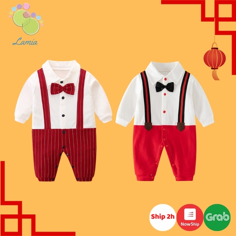 Body công tử dài tay 𝐂𝐨𝐭𝐭𝐨𝐧  mềm mịn cho bé trai mặc tết, đầy tháng, thôi nôi 𝟑𝟓𝐁𝐃𝐃