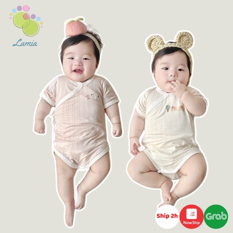 Bodysuit cộc tay mỏng mát họa tiết dễ thương cho bé sơ sinh mặc mùa hè hàng Quảng Châu cao cấp 𝟑𝟐𝐁𝐃𝐒