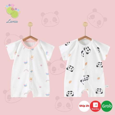 Body đùi cộc tay cúc giữa vải cotton thông hơi mềm mại thấm hút mồ hôi cho bé sơ sinh mặc mùa hè 𝟐𝟖𝐁𝐃𝐃𝐔