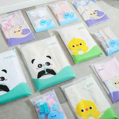 Túi zip đựng quần áo, đồ dùng cá nhân cho bé khi đi du lịch chống bụi, chống nước họa tiết hoạt hình dễ thương