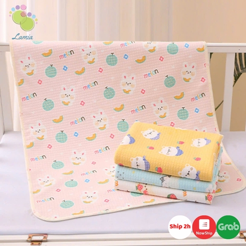Tấm lót thay bỉm, thảm chống thấm cao cấp mềm mại thoáng khi cho bé họa tiết đáng yêu cho bé kích thước 50x70cm 𝟎𝟐𝐓𝐋𝐂𝐓