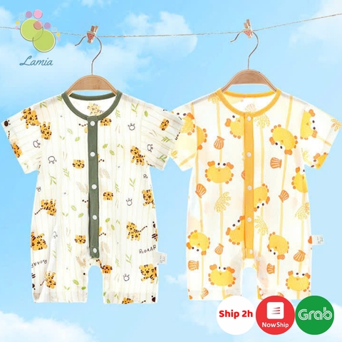 Body đùi cộc tay vải thông hơi mỏng mát họa tiết dễ thương cho bé trai bé gái sơ sinh 𝟒𝟎𝐁𝐃𝐃𝐔