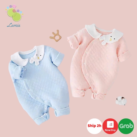 Bộ body nỉ bông dài tay cho bé trai bé gái sơ sinh mặc mùa đông 𝟒𝟕𝐁𝐃𝐃