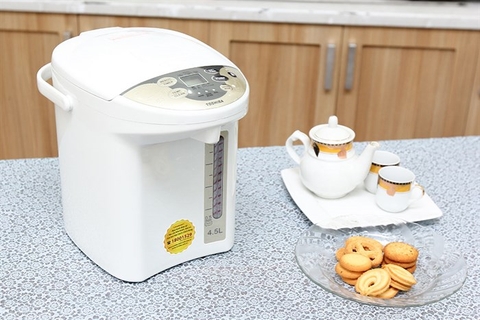 Bình thủy điện Toshiba PLK-45SF(WT)VN – Dung tích 4.5 lít, công suất 700W, 3 mức nhiệt giữ ấm, cảm biến ánh sáng, khử mùi Clo, an toàn và tiết kiệm điện