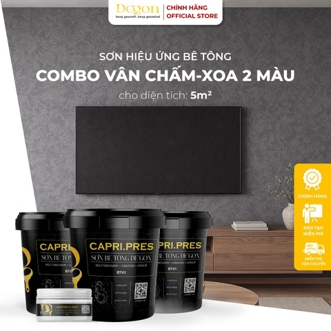 Combo10m2 -  hiệu ứng bê tông vân chấm/xoa 2 màu[Định mức 10m2]|HIỆU ỨNG DE'GON