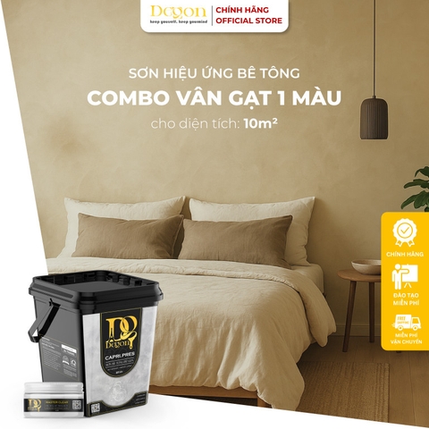 Combo 10m2 sơn hiệu ứng bê tông vân gạt 1 màu[Định mức 10m2]|HIỆU ỨNG DE'GON