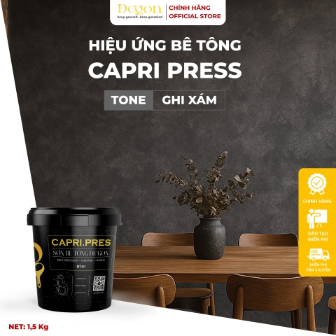Sơn hiệu ứng bê tông tone Ghi Xám  [1,5kg]|Định mức 2-3m2| HIỆU ỨNG DE'GON