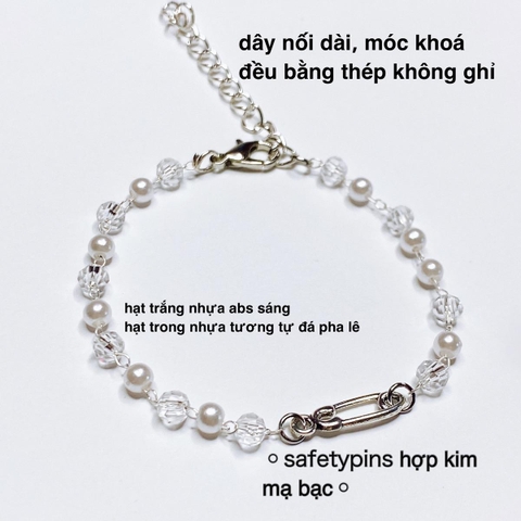 [ SIÊU XINH ]Vòng Tay Nữ Safety Pins Hạt Pha Lê Bling Bling - xu hướng thời trang Hàn Quốc vòng tay  nữ