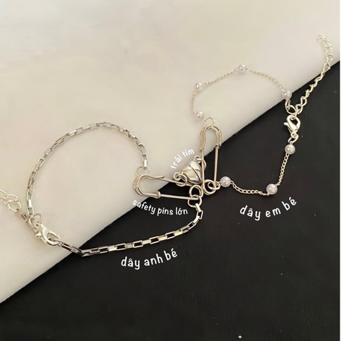 Vòng Tay Cặp Đôi Safety Pins Trái Tim Nam Châm - Vòng Tay Cặp Đôi An Toàn Dành Cho Hội Cuồng Người Yêu - vòng tay Titan Phụ Kiện
