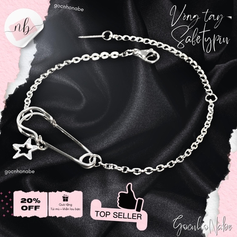 Vòng Tay Safety Pin Dây Trơn Vì Sao ? Titanium Không Ghỉ - vòng tay nữ Safety Pins Phụ Kiện