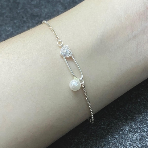 [BẠC CHUẨN] Vòng Tay Mini Safety Pins “Trái Tim Sỏi Đá” - Chất Liệu Bạc S925 - Thời Trang Hàn Quốc Đeo Tay lắc tay vòng tay  nữ