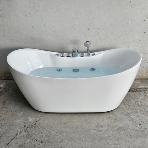 Bồn tắm acrylic hình thỏi vàng massage (Viền Mỏng) - MT0017