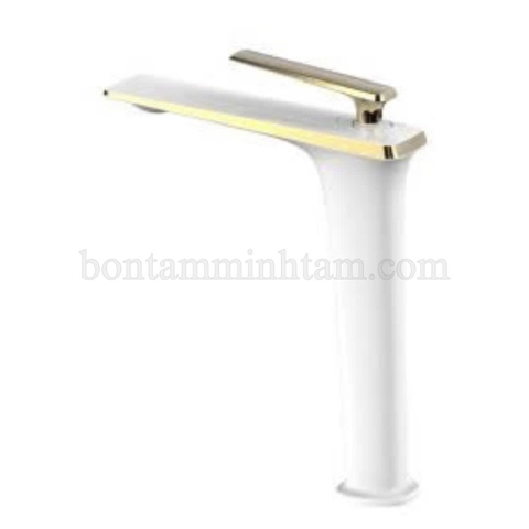 Vòi rửa mặt trắng sứ MT-VTS1 tay vàng