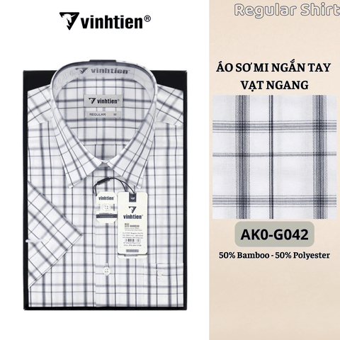 Áo SMNT Regular Fit 445 - Vải Kẻ Bamboo - Polyester