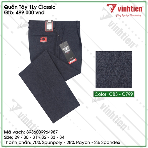 Quần Tây 1ly Clasis 499 - Vải Dãn Cao Cấp - Giỏ 1
