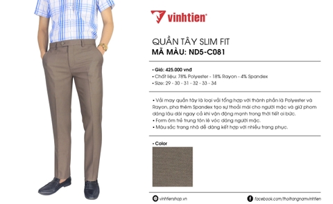 Quần Tây Slim Fit 485 - Mã Vải 18011