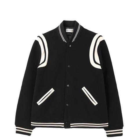 Bomber Varsity TEDDY  Saint Laurent ( Đen )