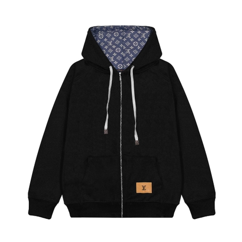 Hoodie Zip LV Louis Vuitton Monogram (Đen)