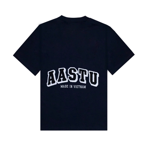 Áo Thun Aastu Thêu Xù Sau Lưng ( Xanh)