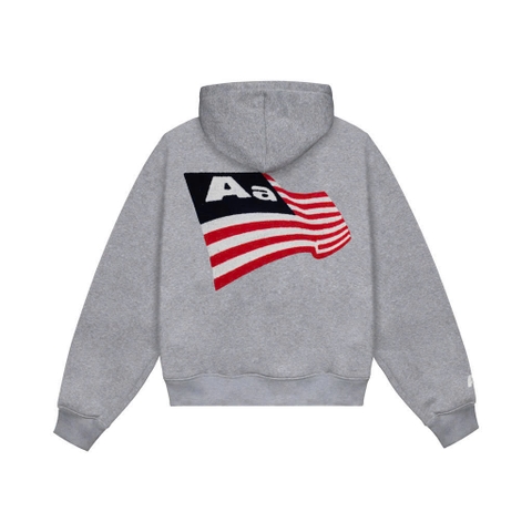 Hoodie Aastu Nỉ Chân Cua Thêu Xù Flag Logo - Xám