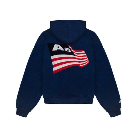 Hoodie Aa stu Nỉ Chân Cua Thêu Xù Flag Logo - Xanh