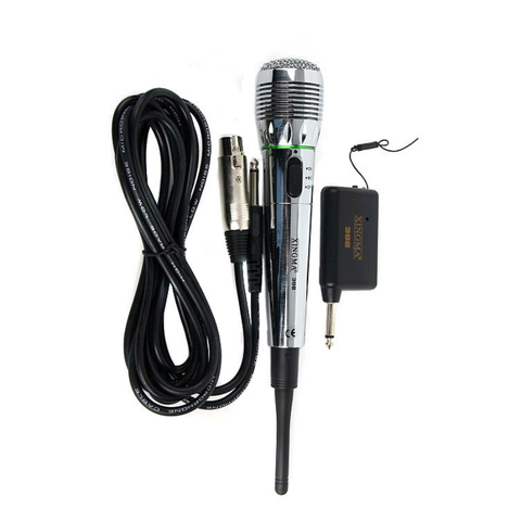 Micro Karaoke AK-308 Kép Có Dây/Không Dây – Cắm Amply, Loa Bluetooth, Bắt Sóng Ổn Định