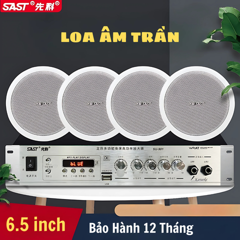 Bộ 2 Loa Trần SAST 6.5 inch Và Amply Công Suất 120w