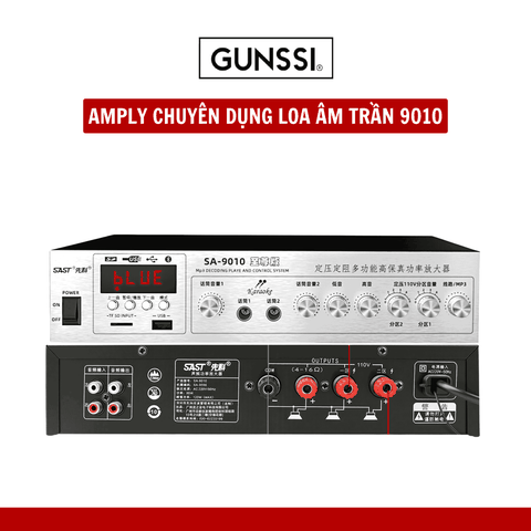 Amply SAST SA-9010 Công suất 120w, Hỗ Trợ Bluetooth/ USB/ Thẻ SD/ AUX, Amply Chia 2 Vùng Âm Thanh