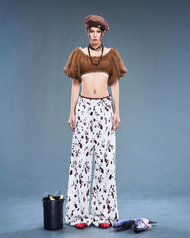 Quần dài ống rộng màu bò sữa phối ren - Ember Pants