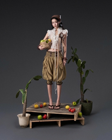 Quần lửng ngố form bí phồng nâu - Pum Shorts