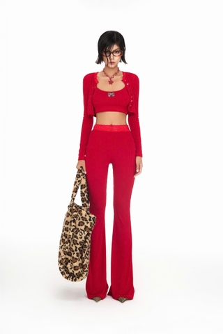 Quần dài ống loe phối ren đỏ - Red Melor Pants